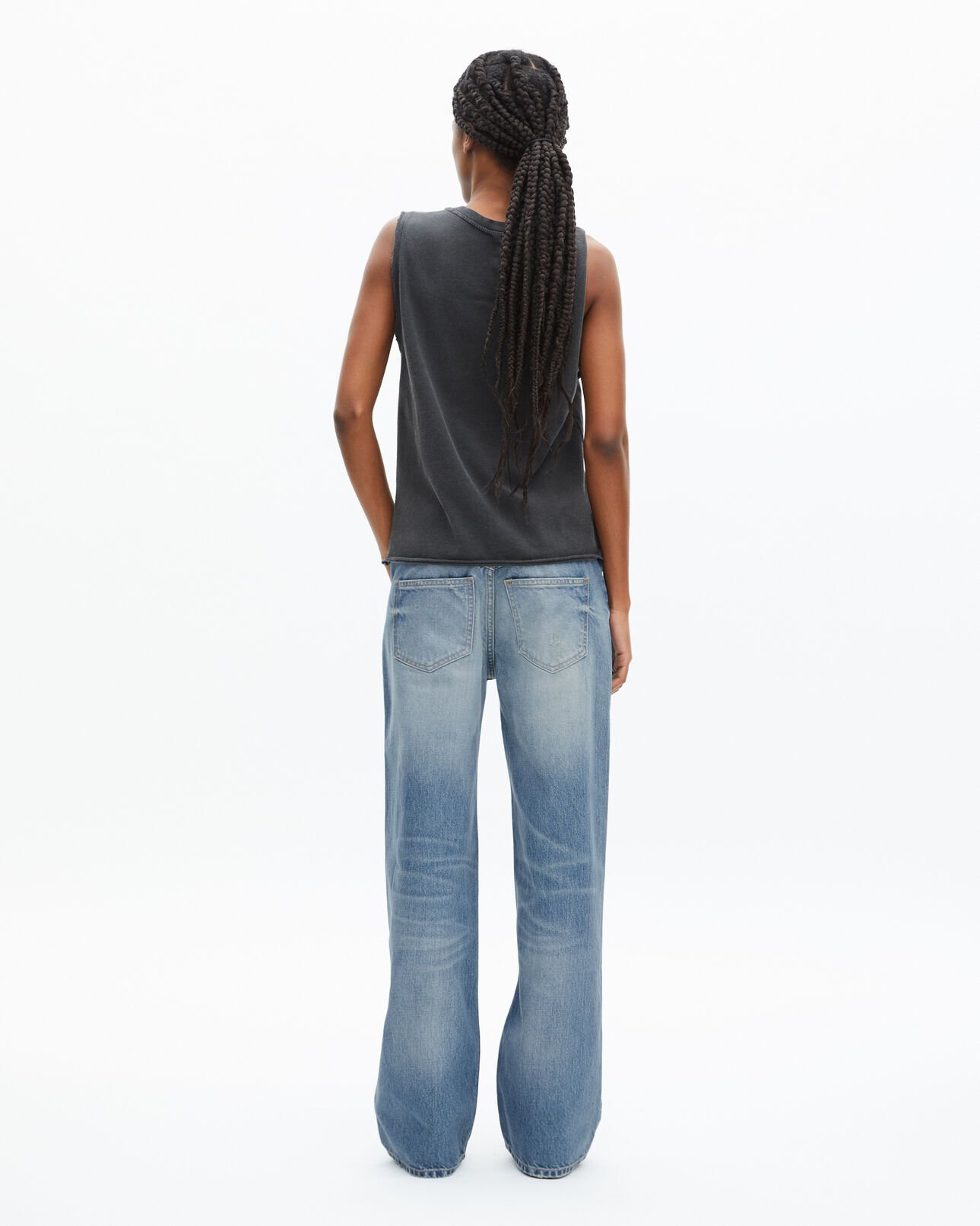The Kooples FEMME BLACK WASHED débardeur avec sérigraphie noir délavé