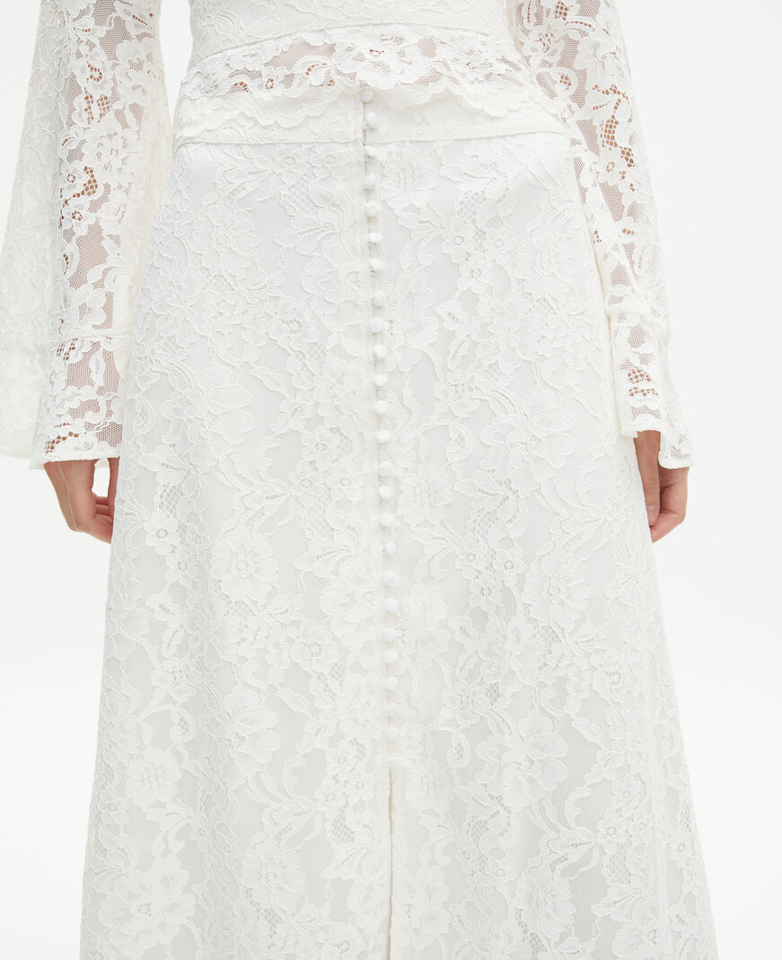 The Kooples FEMME ECRU jupe longue en dentelle blanche
