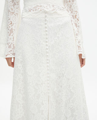 The Kooples FEMME ECRU jupe longue en dentelle blanche