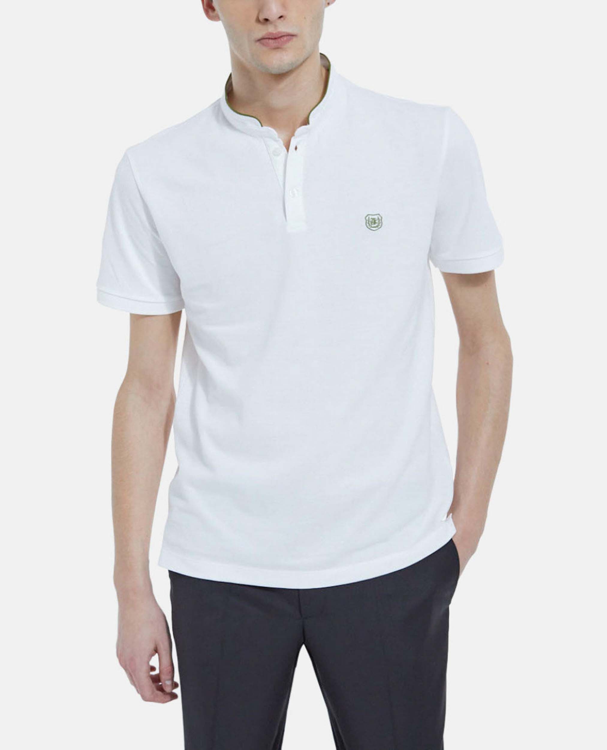 White embroidered polo w officer collar The Kooples