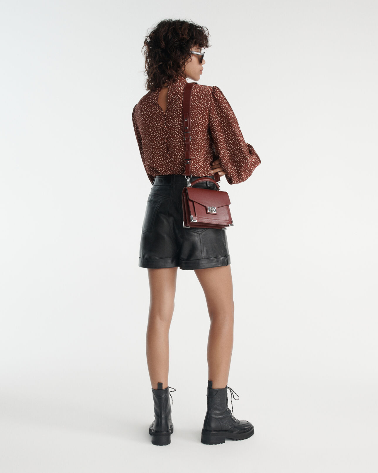 The Kooples MUJER BLACK short negro piel bajo dobladillo cinturón