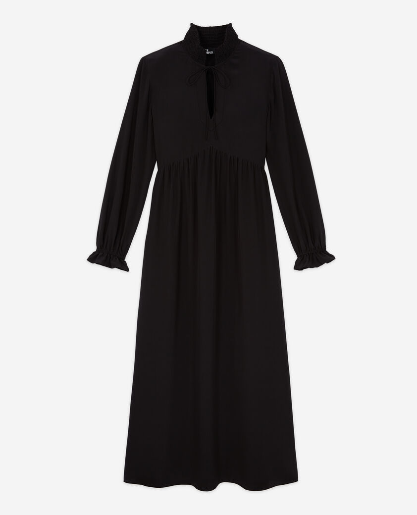 The Kooples WOMEN BLACK long black silk dress