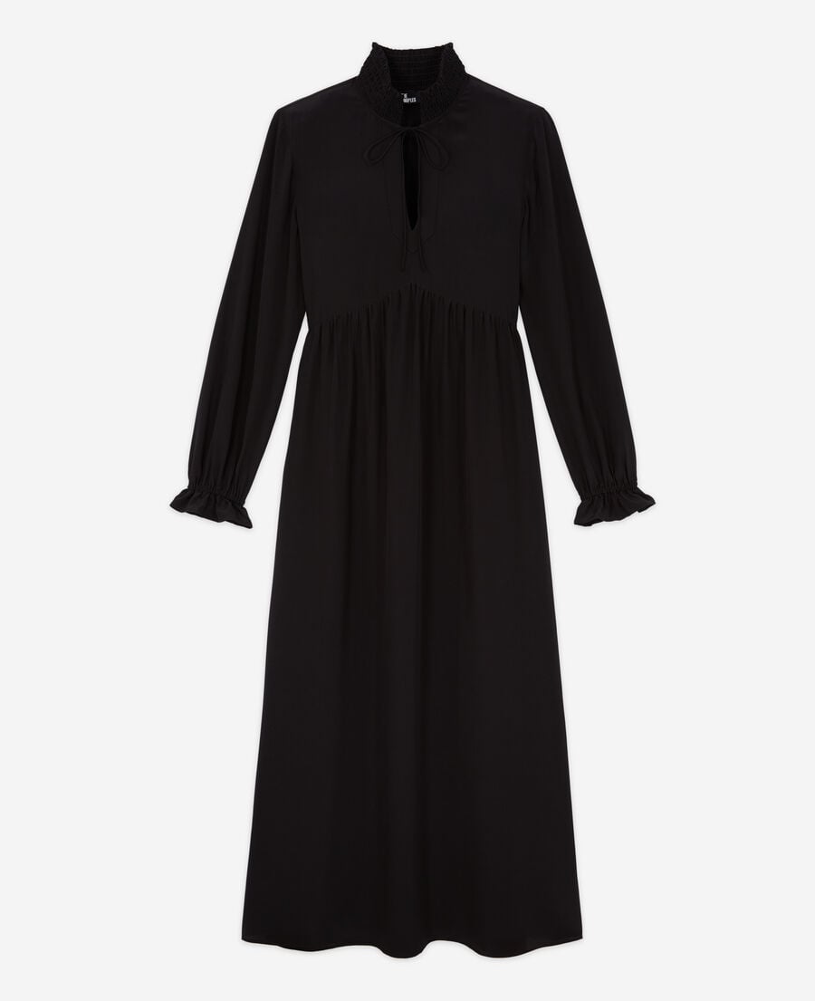 The Kooples WOMEN BLACK long black silk dress