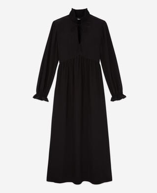 The Kooples WOMEN BLACK long black silk dress
