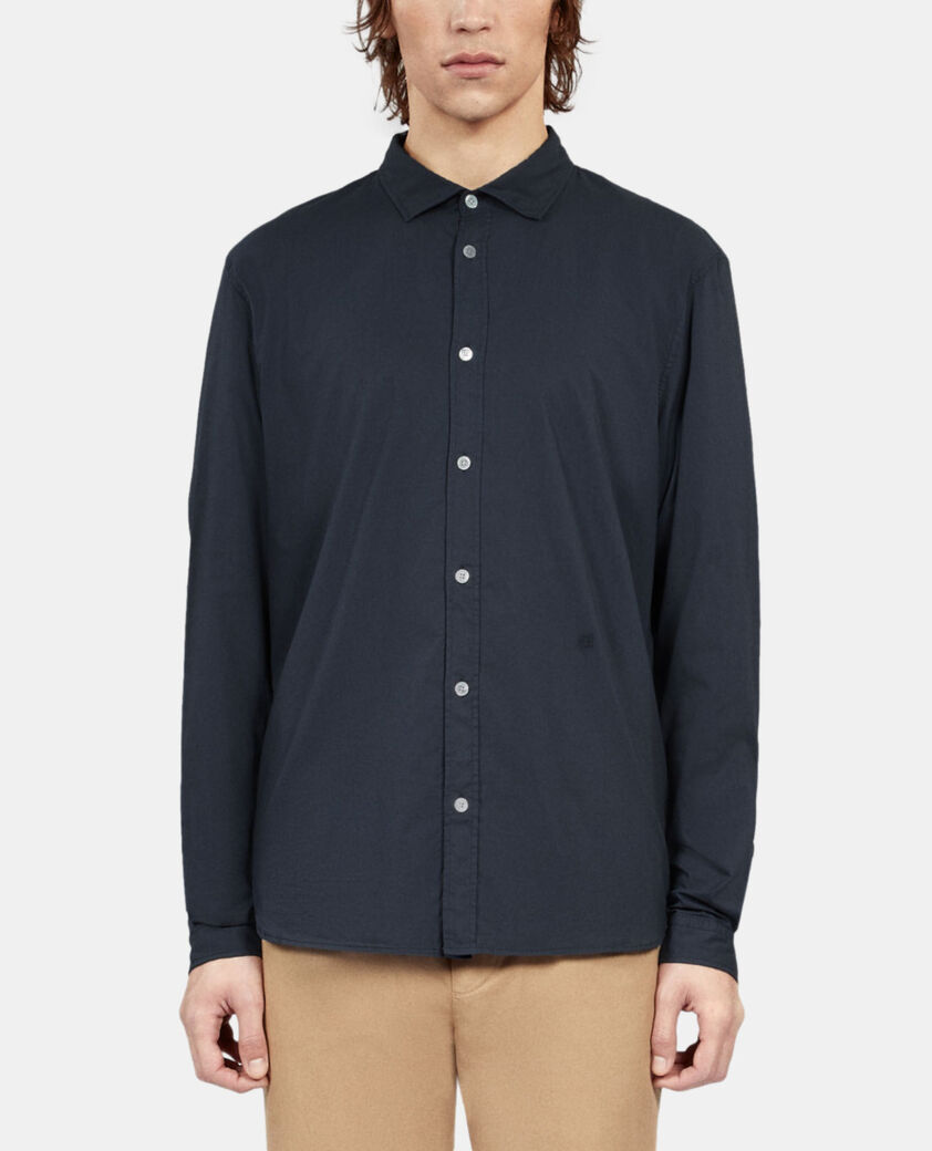 The Kooples HERREN NAVY marineblaues hemd aus baumwollvoile