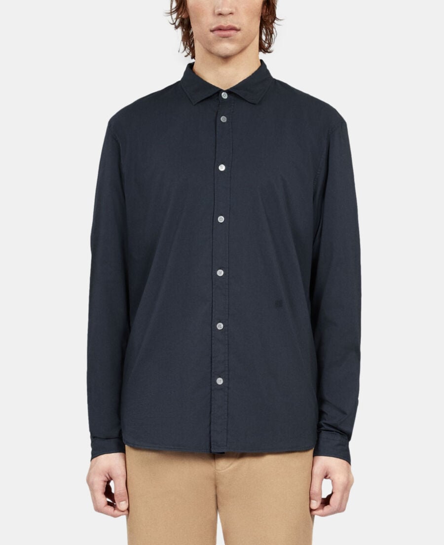 The Kooples HERREN NAVY marineblaues hemd aus baumwollvoile