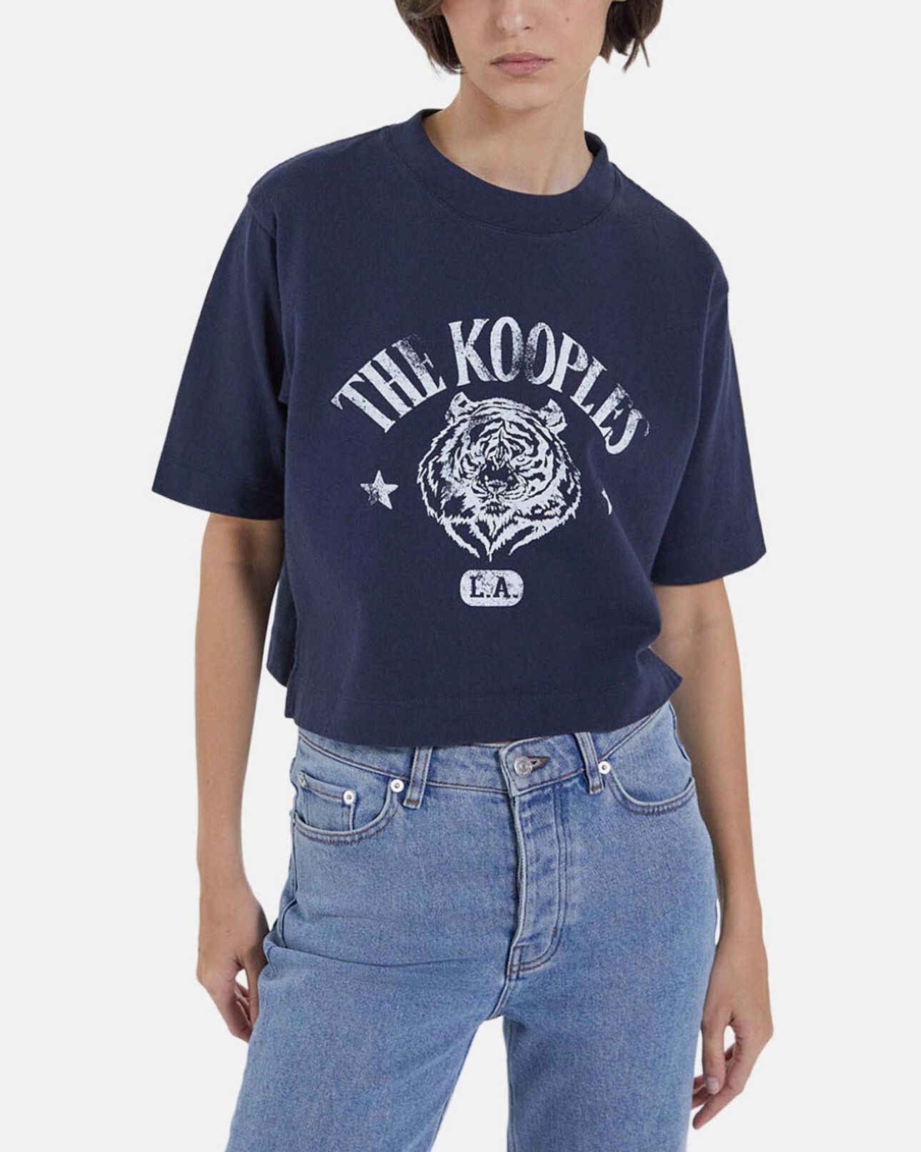 The Kooples WOMEN NAVY cropped t-shirt