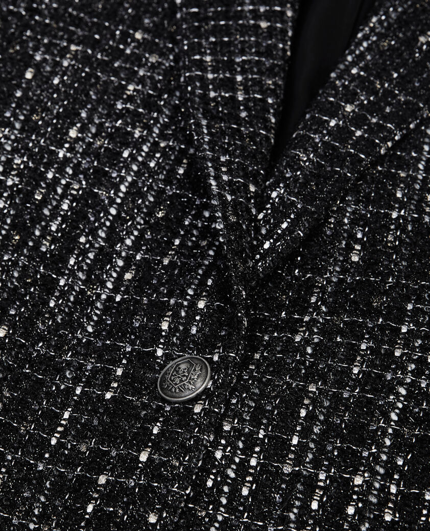The Kooples WOMEN BLACK WHITE black and white tweed suit jacket