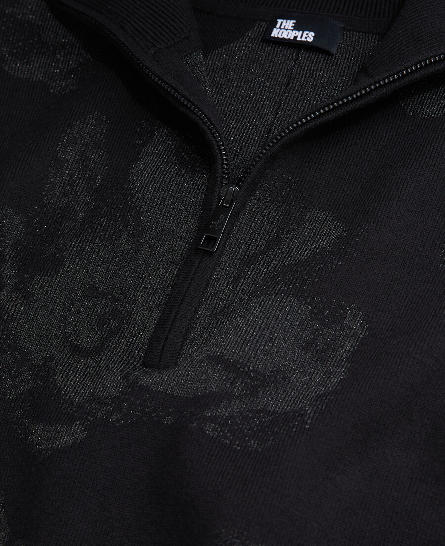 black wool-blend sweater with silver details
