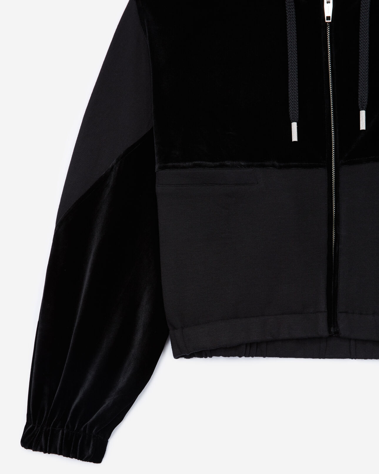 The Kooples WOMEN BLACK zipped dual-fabric black sweatshirt