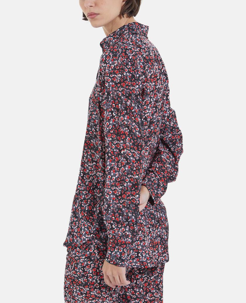 The Kooples WOMEN BLACK - RED floral printed shirt