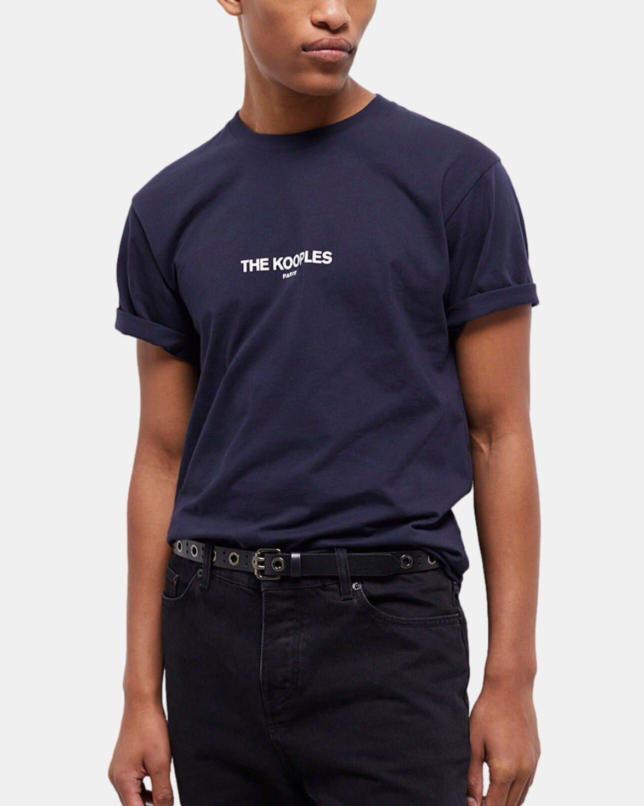 The Kooples MEN NAVY men's blue printed cotton t-shirt