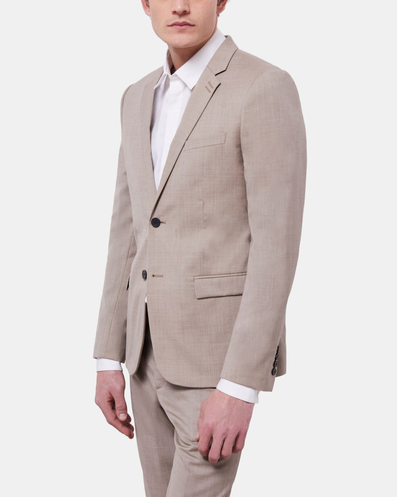 The Kooples MEN BEIGE MELANGE beige wool suit jacket