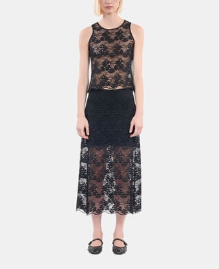 The Kooples FEMME BLACK jupe longue en dentelle noire