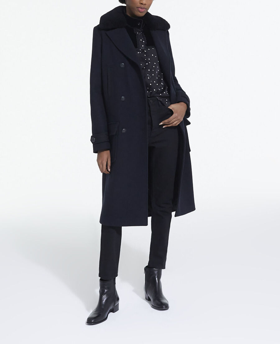 The Kooples FEMME NAVY manteau en laine bleu marine