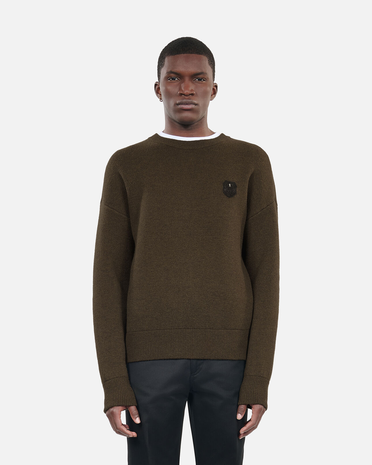 The Kooples HERREN OLIVE NIGHT khakifarbener wollpullover