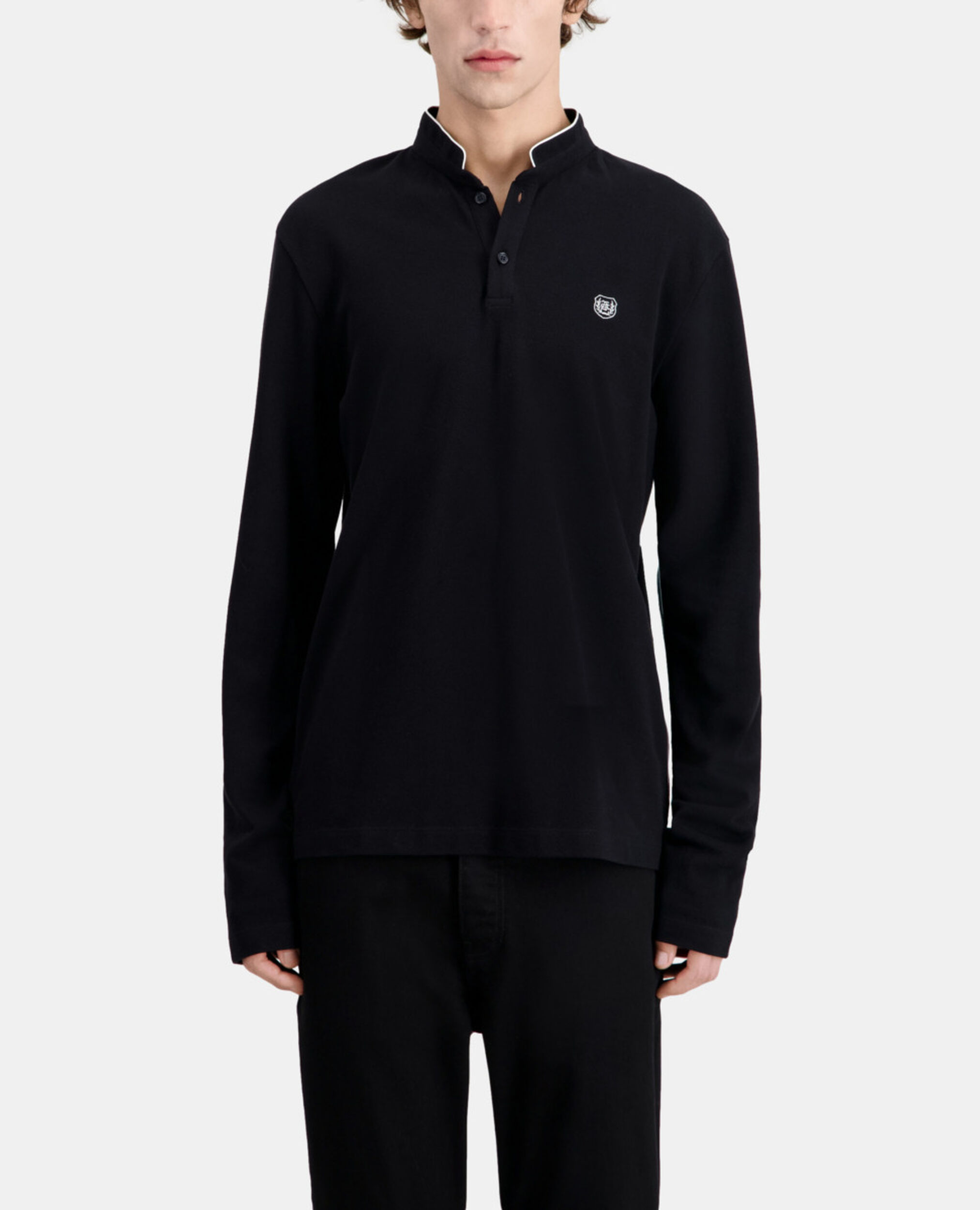 Polo noir en coton, BLACK, hi-res image number null