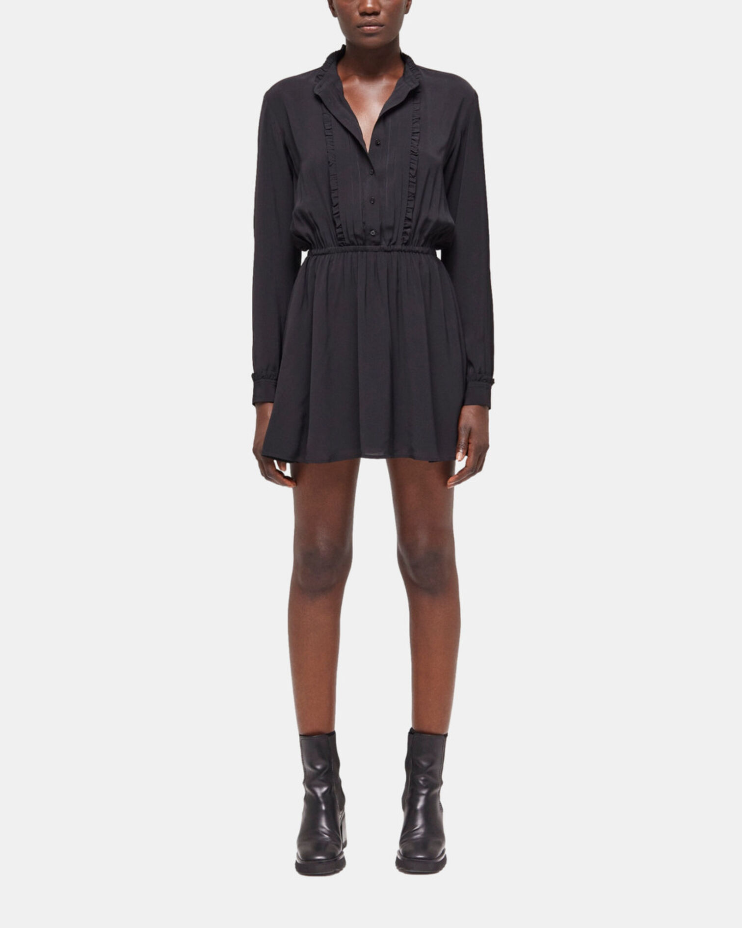 Robe courte décolletée noire, BLACK, hi-res image number null