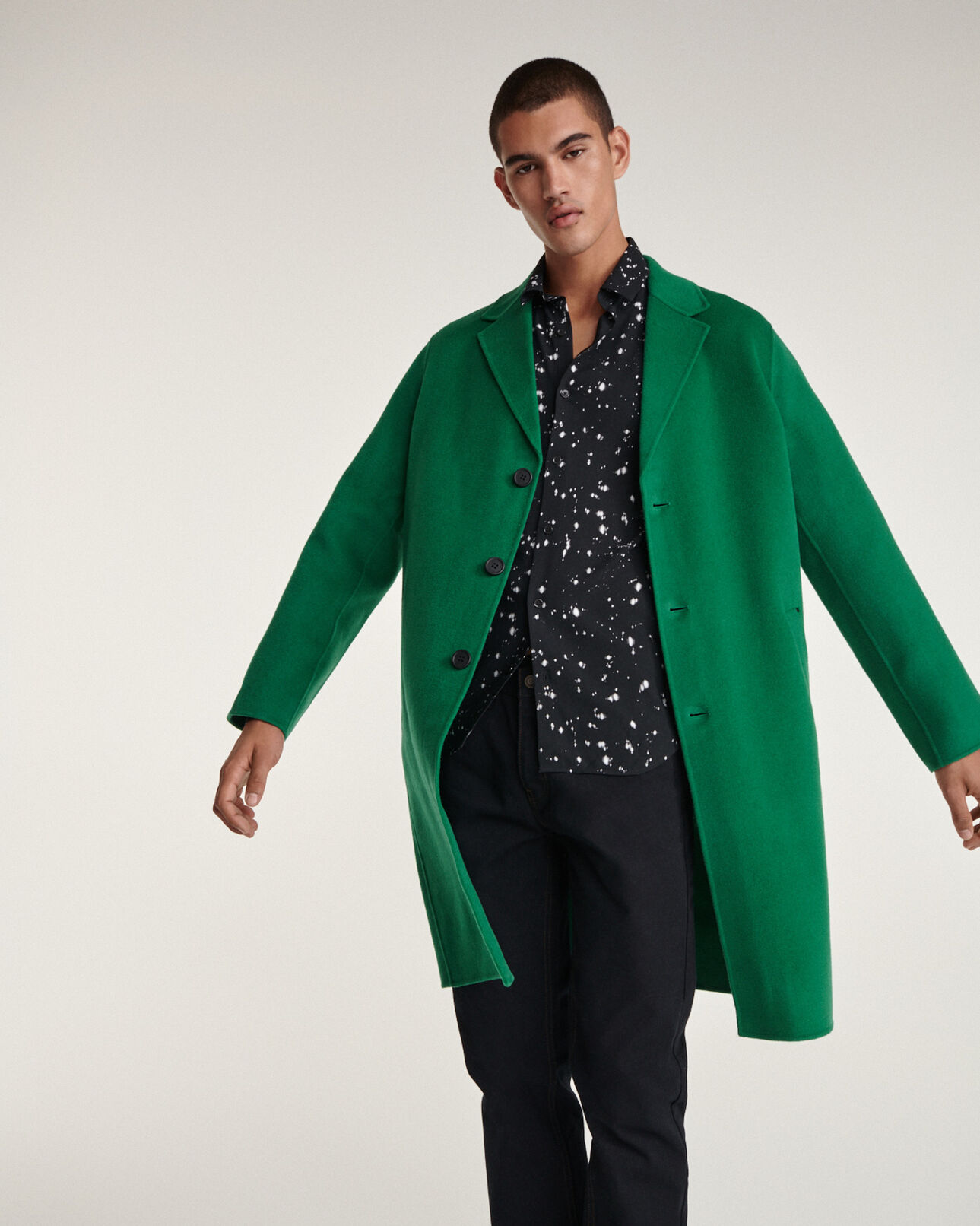 The Kooples HOMME GREEN manteau laine vert bouteille ample