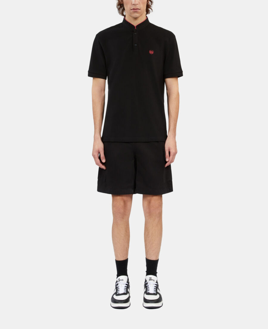 The Kooples H NOIR ROSE black pique cotton polo t-shirt