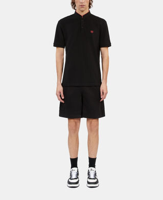 The Kooples H NOIR ROSE black pique cotton polo t-shirt