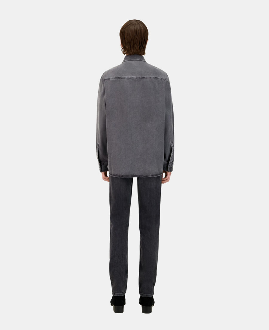 The Kooples MEN DARK GREY grey denim shirt