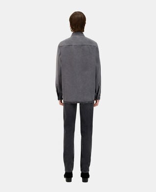 The Kooples MEN DARK GREY grey denim shirt