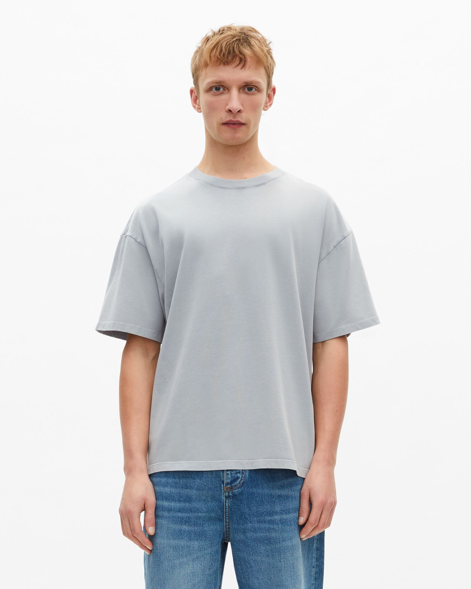 T-shirt with blue screen print, BLUE GREY, hi-res image number null