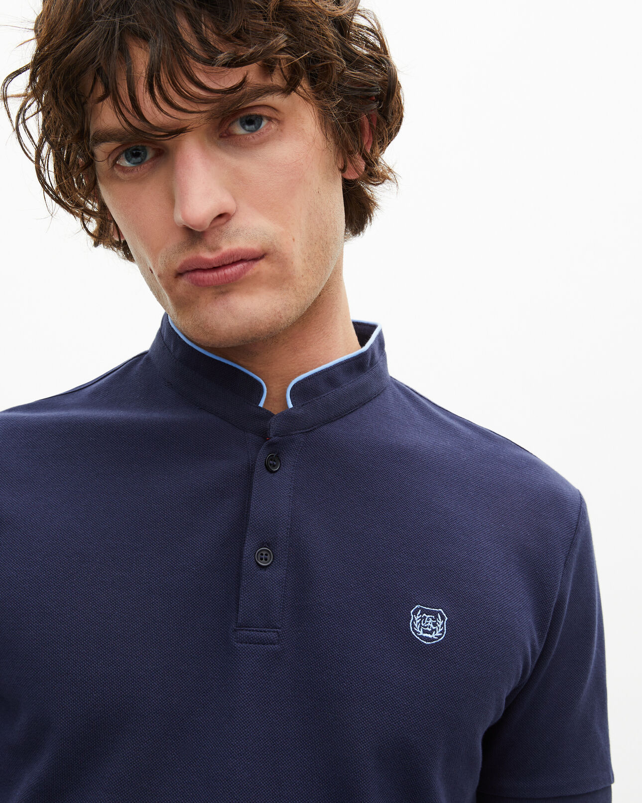 The Kooples HOMME NAVY/ PIPING NAVY polo en coton piqué bleu marine