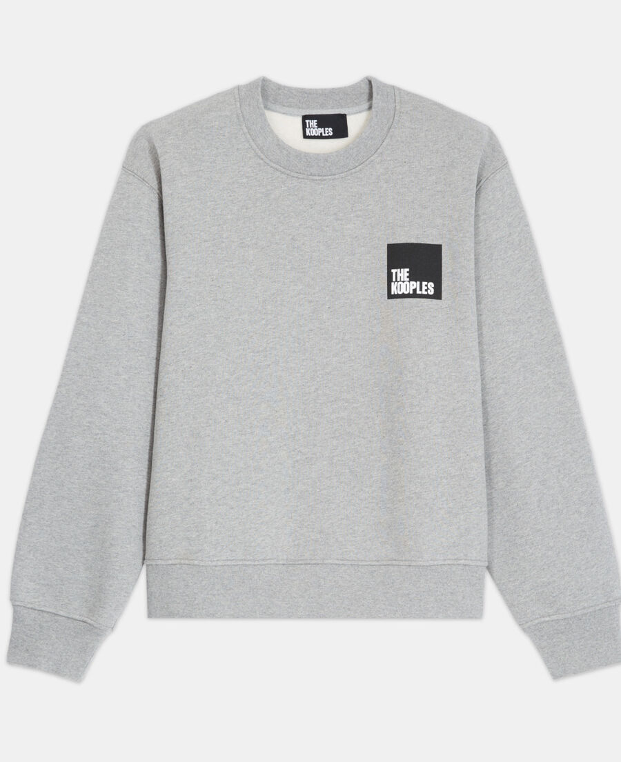 gray sweatshirt with logo