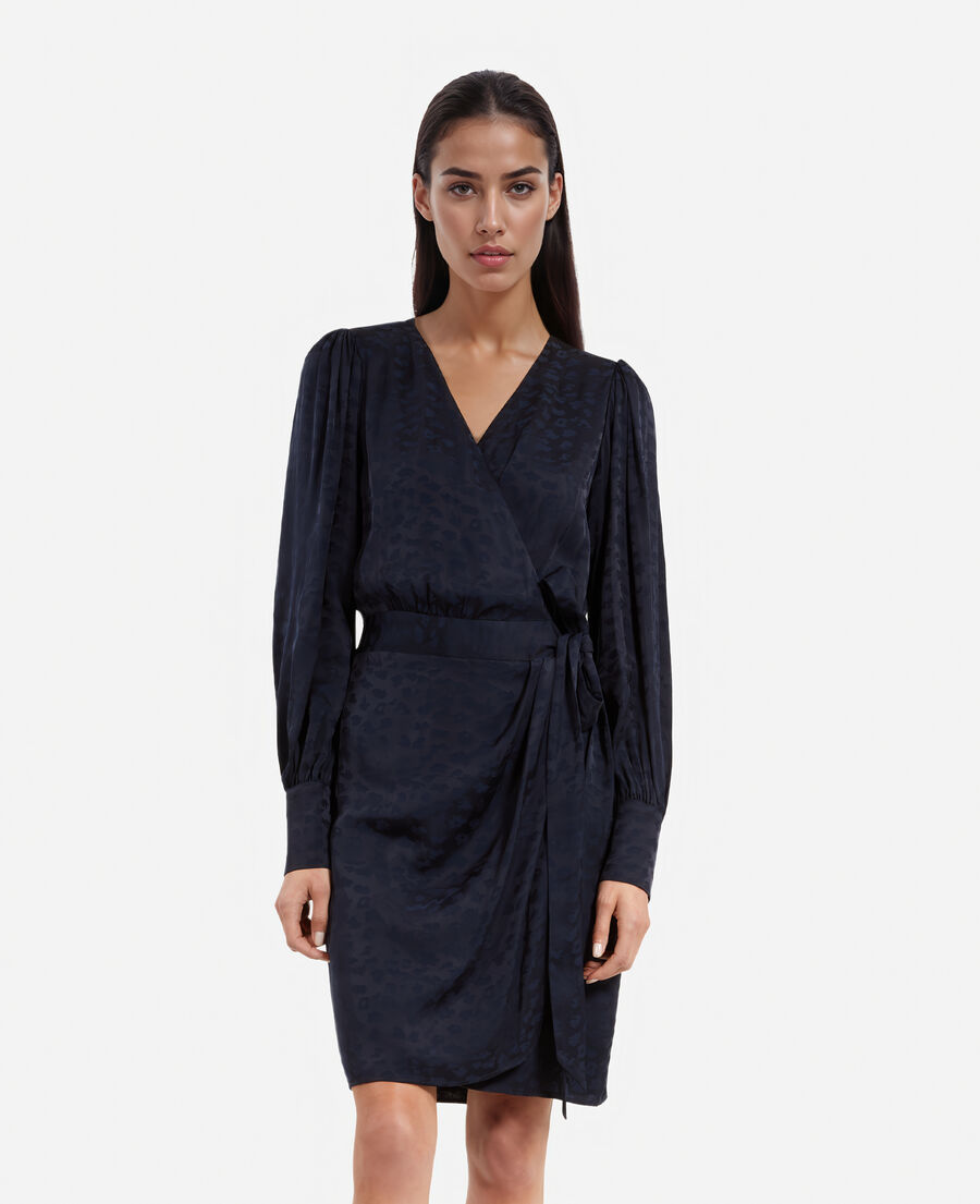 The Kooples DAMEN NAVY kurzes wickelkleid aus jacquard in marine