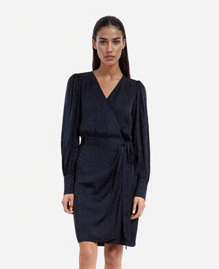 The Kooples DAMEN NAVY kurzes wickelkleid aus jacquard in marine