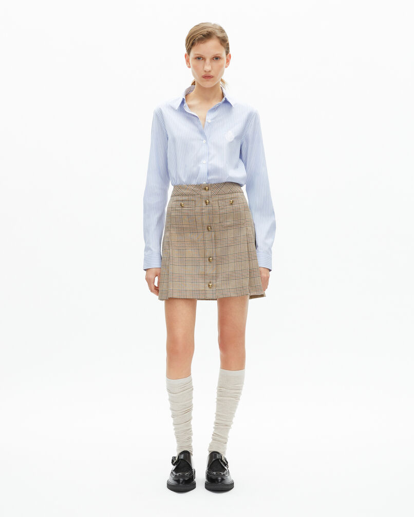 The Kooples WOMEN BEIGE-BROWN prince of wales short skirt beige