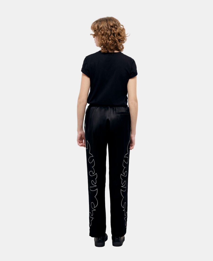 The Kooples WOMEN BLACK black pants with western-style embroidery