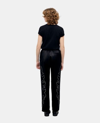 The Kooples WOMEN BLACK black pants with western-style embroidery