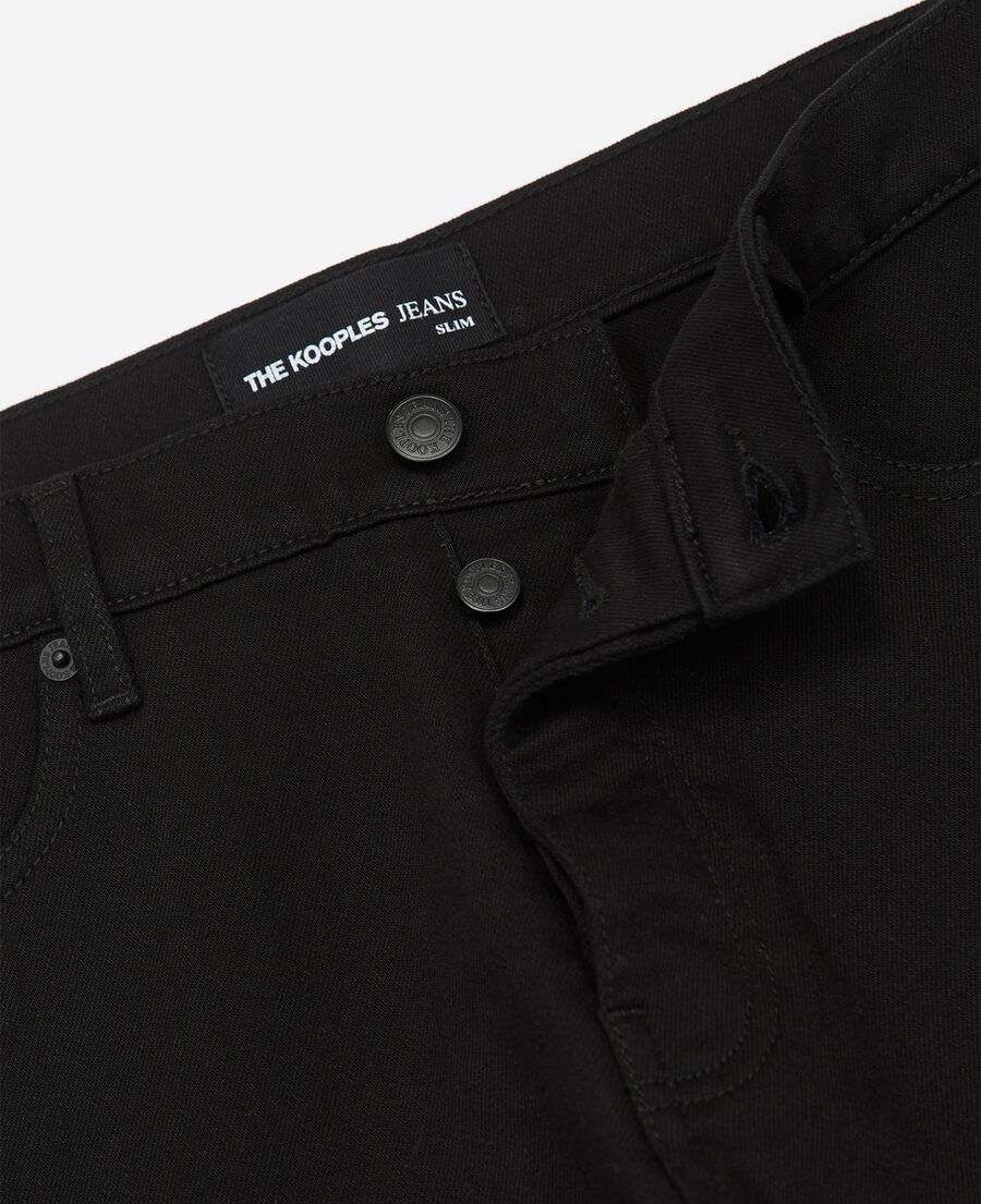 slim-fit plain black jeans in cotton canvas