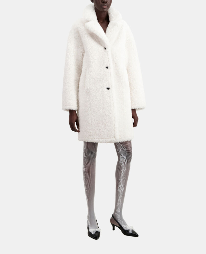 The Kooples WOMEN ECRU long ecru faux fur coat