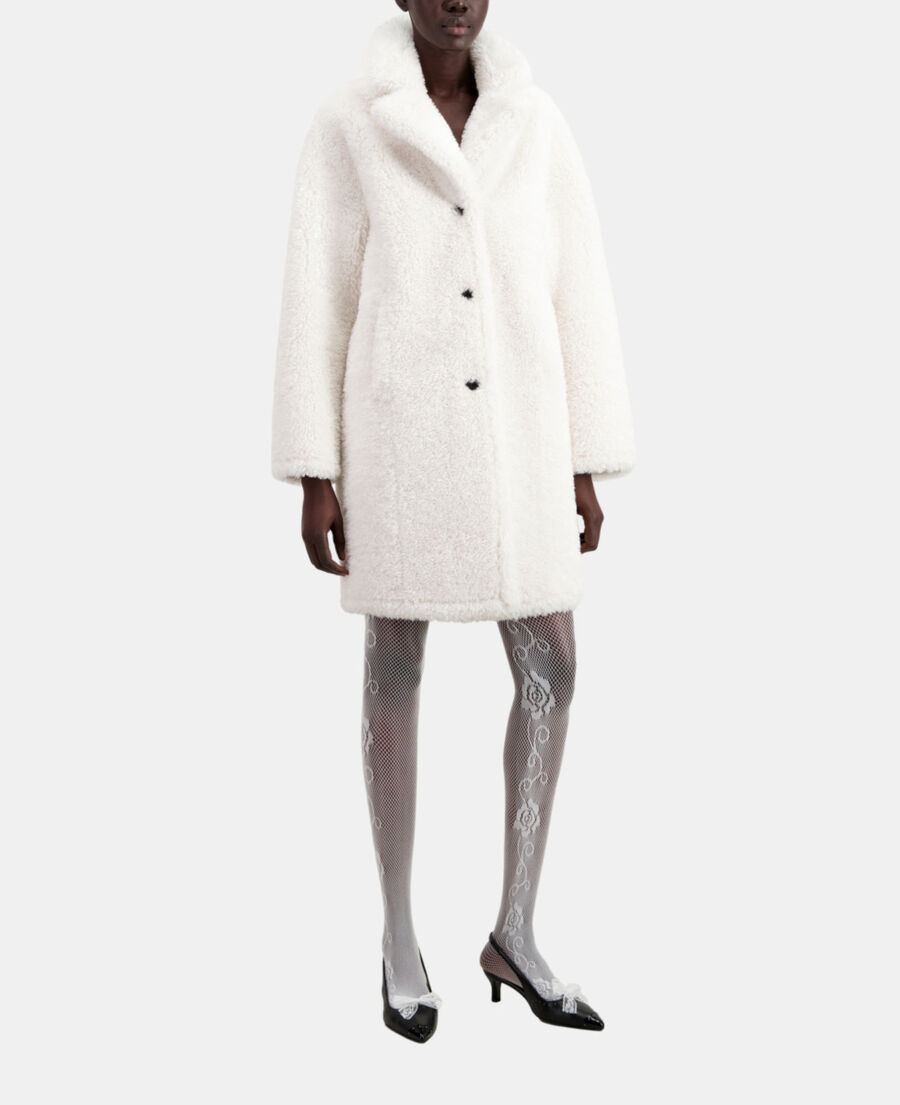 The Kooples WOMEN ECRU long ecru faux fur coat