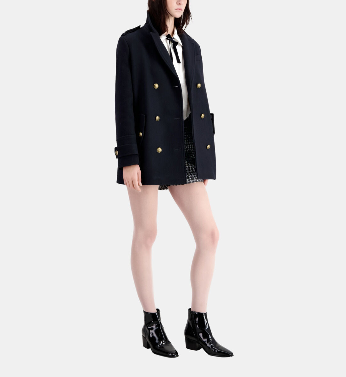 Navy blue wool pea hot sale coat