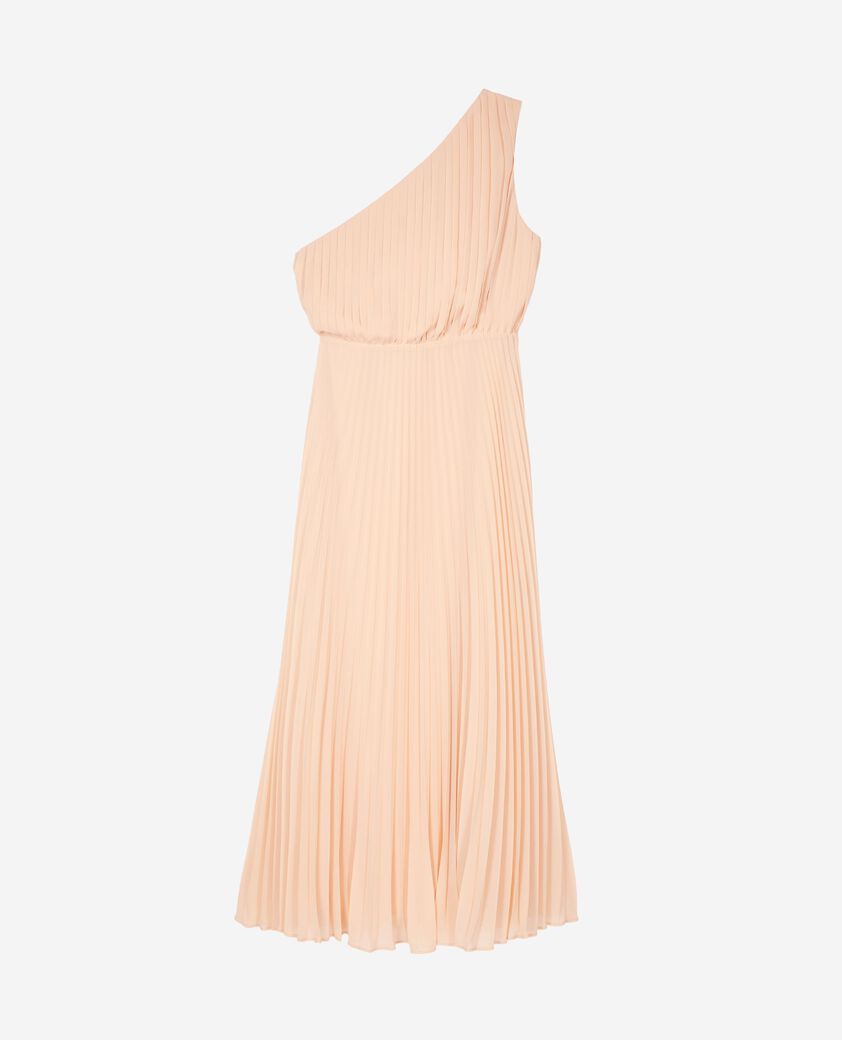 The Kooples WOMEN NUDE POUDRE long asymmetrical pleated peach dress