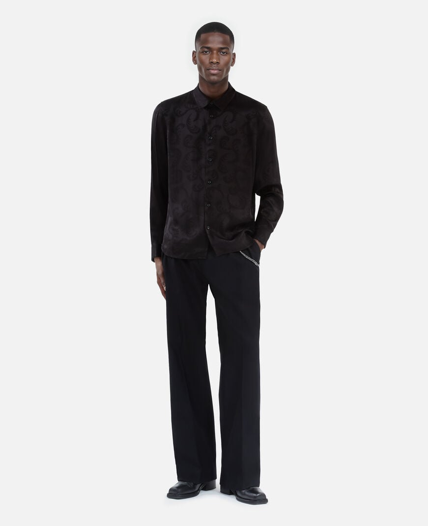 The Kooples MEN BLACK black feather print jacquard shirt