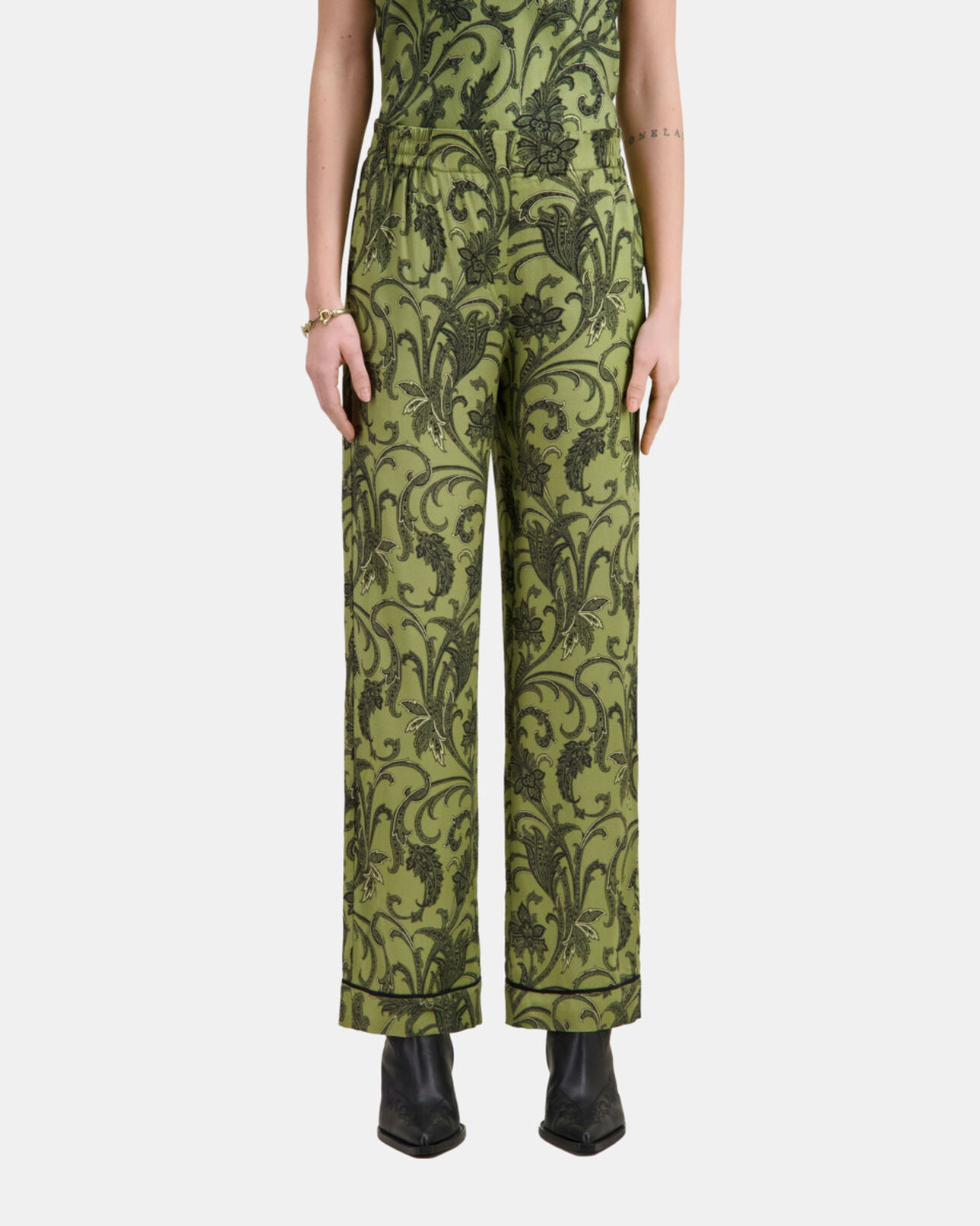 The Kooples WOMEN KAKI BLACK printed trousers