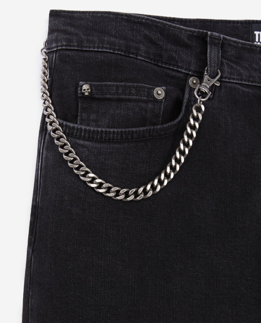 The Kooples MEN BLACK WASHED straight black jeans with chain