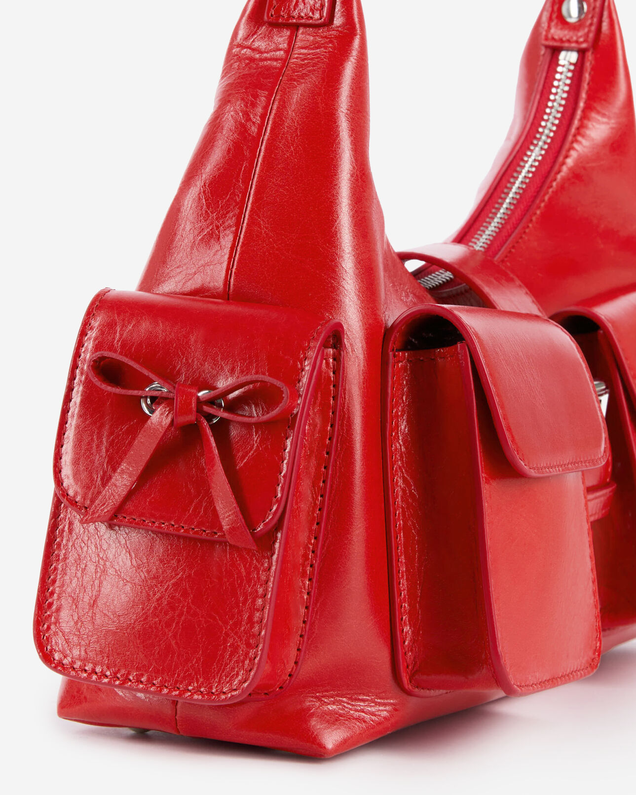 The Kooples FEMME RED sac amelia en cuir craquelé rouge