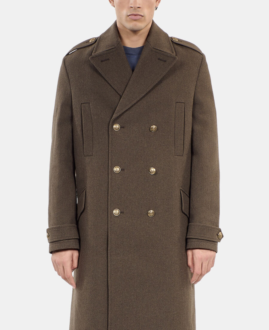 The Kooples HOMME KAKI manteau long style officier kaki