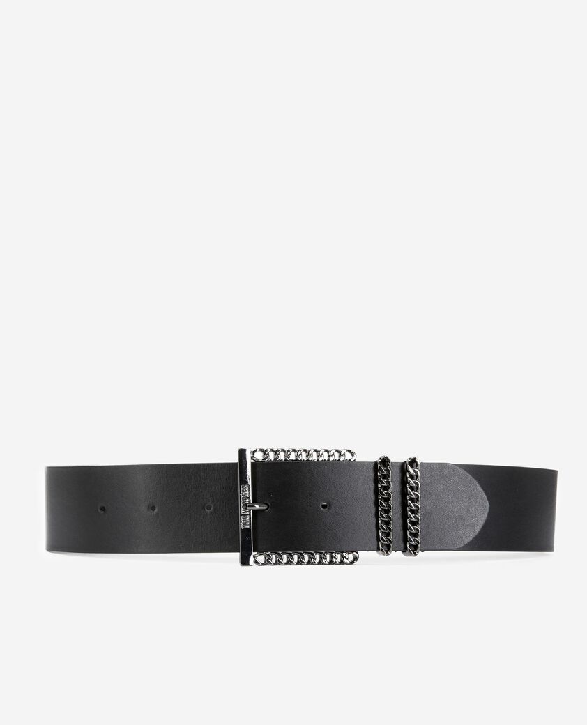 The Kooples FEMME BLACK ceinture en cuir avec boucle chaîne noire