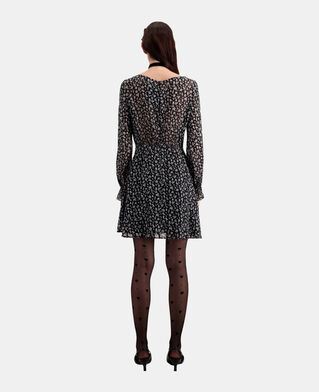 The Kooples WOMEN BLACK-ECRU short printed dress