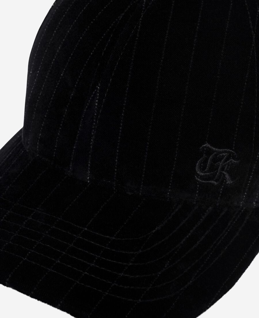 The Kooples M BLACK white velvet cap with fine stripes