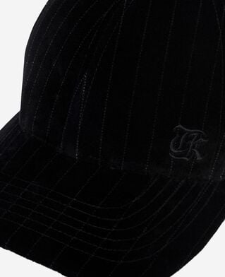 The Kooples M BLACK white velvet cap with fine stripes