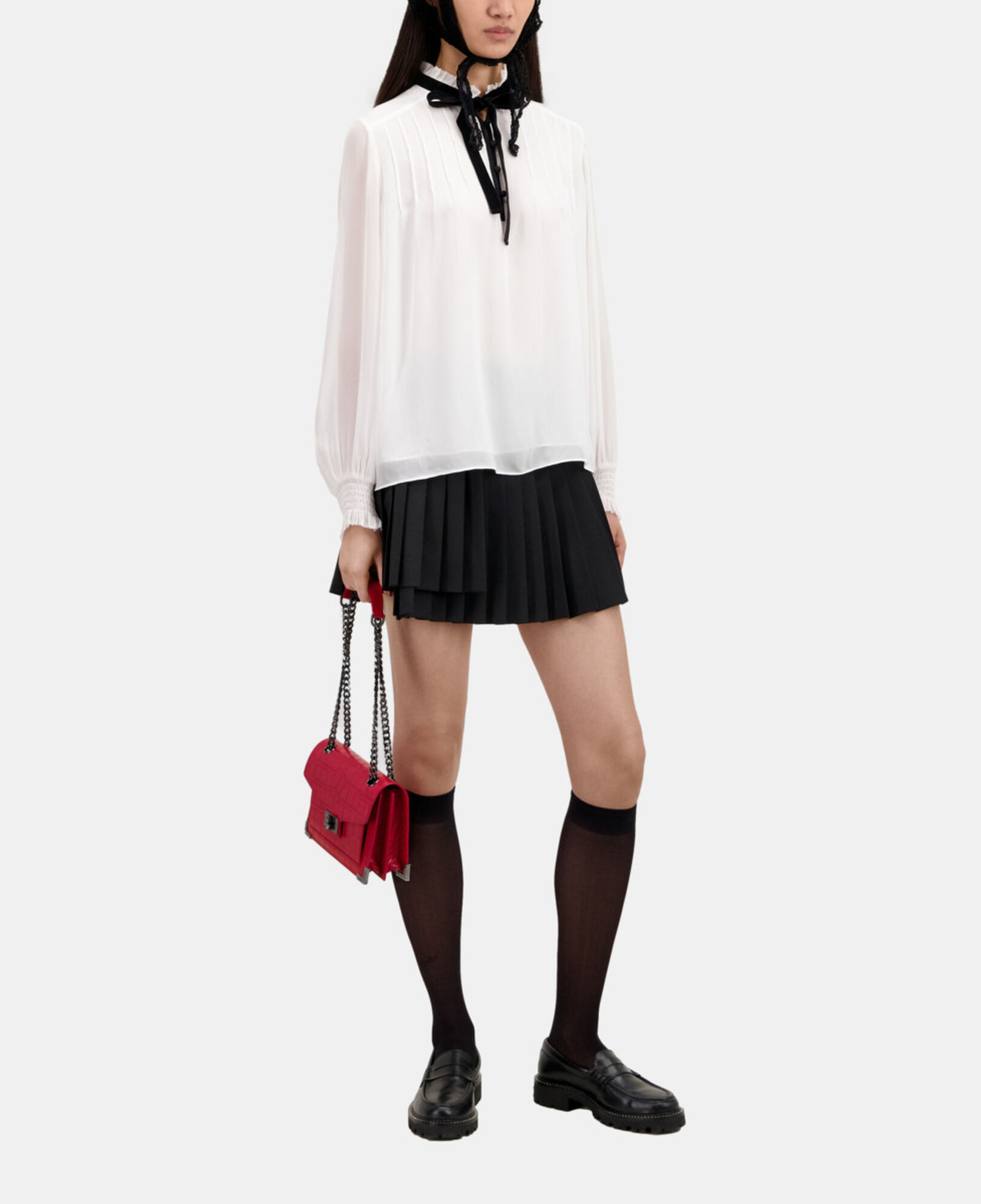 The Kooples FEMME OFF WHITE top écru avec détail en velours